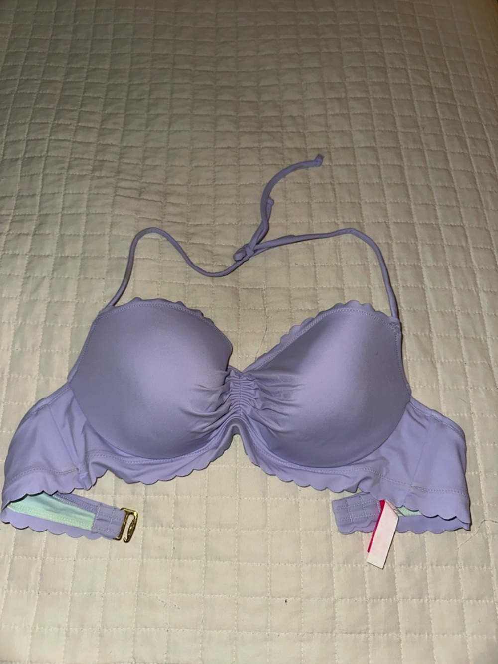 Victoria's Secret Lavender Scalloped Bandeau Bikini Top with Removable Halter